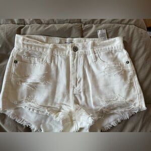 Abercrombie & Fitch white Distressed Jean Shorts